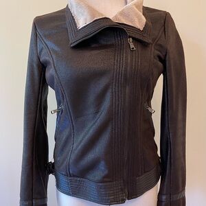 Faux Leather Brown Jacket - Soft Sherpa Lined